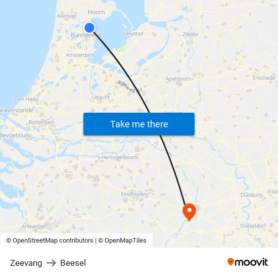 Zeevang to Beesel map