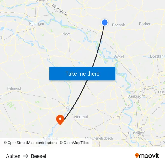 Aalten to Beesel map