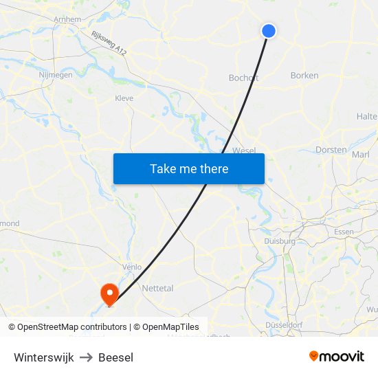 Winterswijk to Beesel map