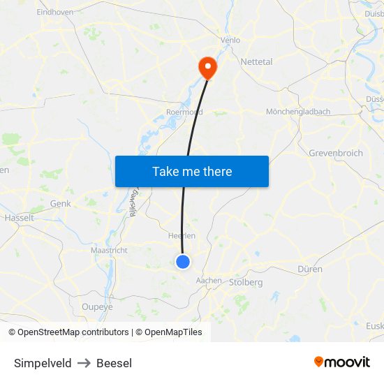 Simpelveld to Beesel map