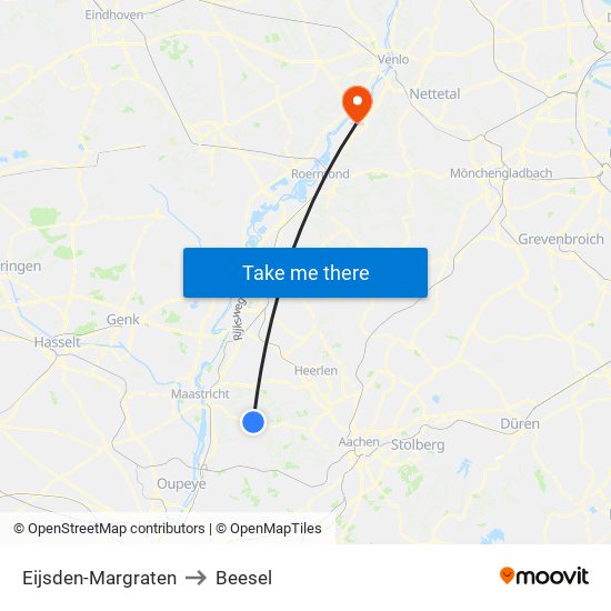 Eijsden-Margraten to Beesel map