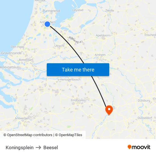 Koningsplein to Beesel map