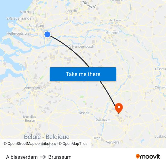 Alblasserdam to Brunssum map