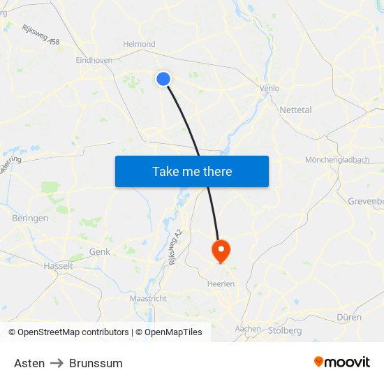 Asten to Brunssum map