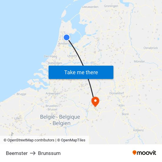 Beemster to Brunssum map