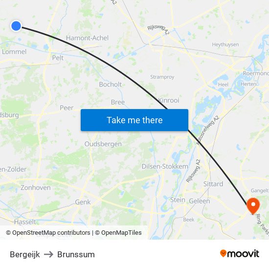 Bergeijk to Brunssum map