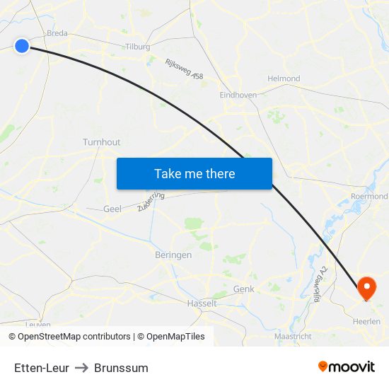 Etten-Leur to Brunssum map