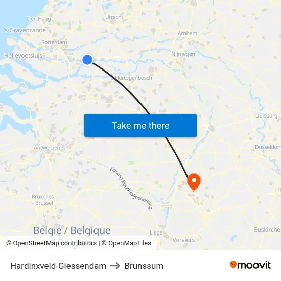 Hardinxveld-Giessendam to Brunssum map