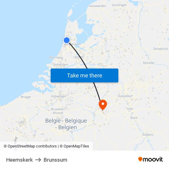 Heemskerk to Brunssum map