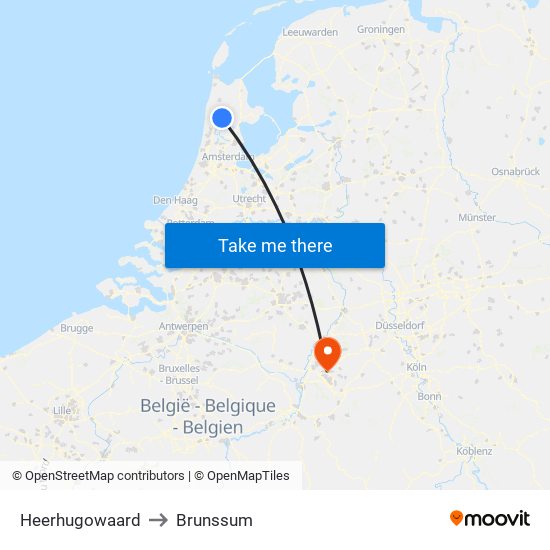 Heerhugowaard to Brunssum map