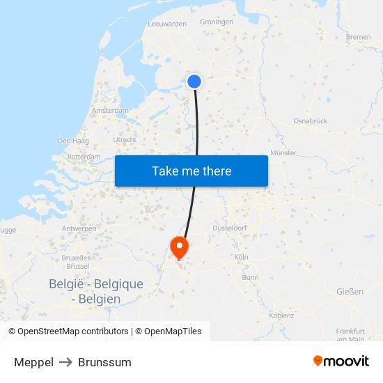 Meppel to Brunssum map