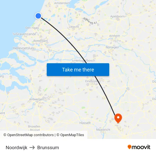 Noordwijk to Brunssum map