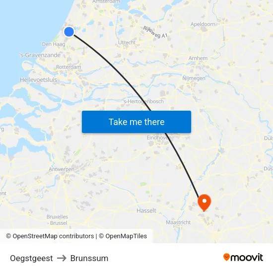 Oegstgeest to Brunssum map
