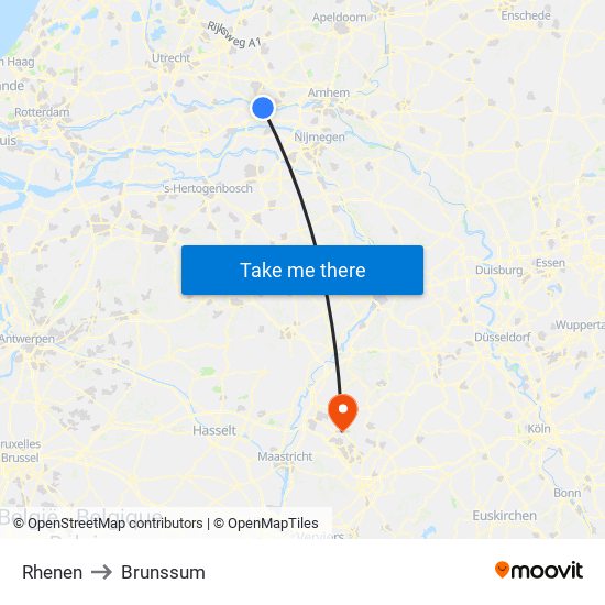 Rhenen to Brunssum map