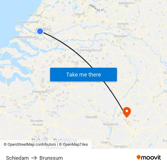 Schiedam to Brunssum map