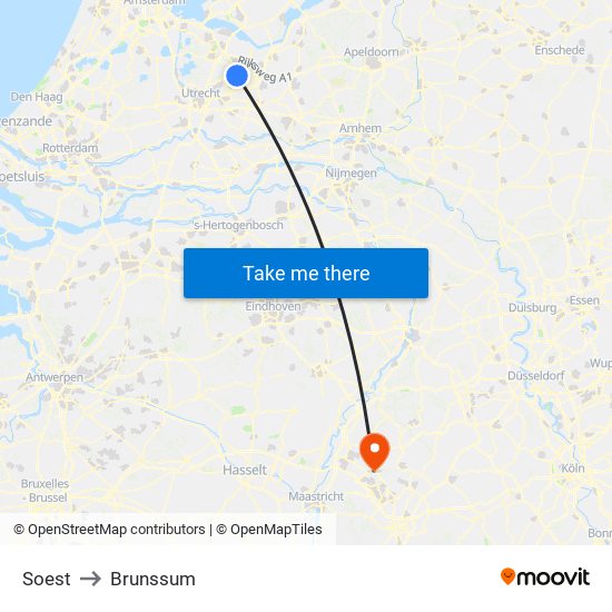 Soest to Brunssum map