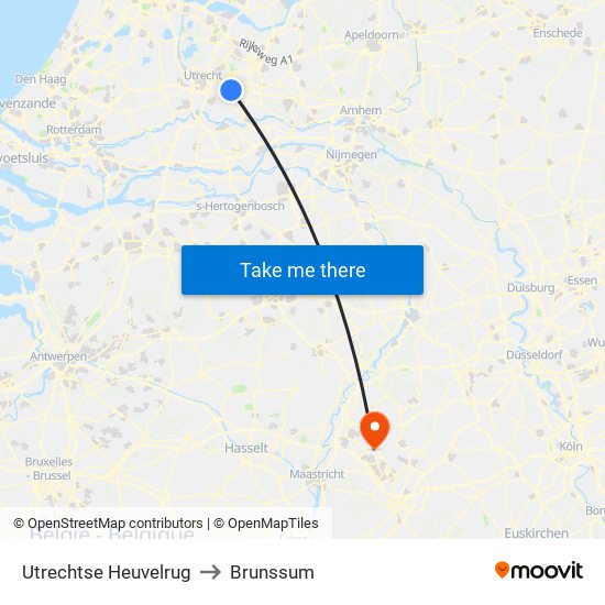 Utrechtse Heuvelrug to Brunssum map