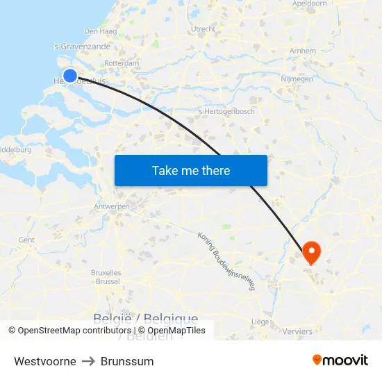 Westvoorne to Brunssum map