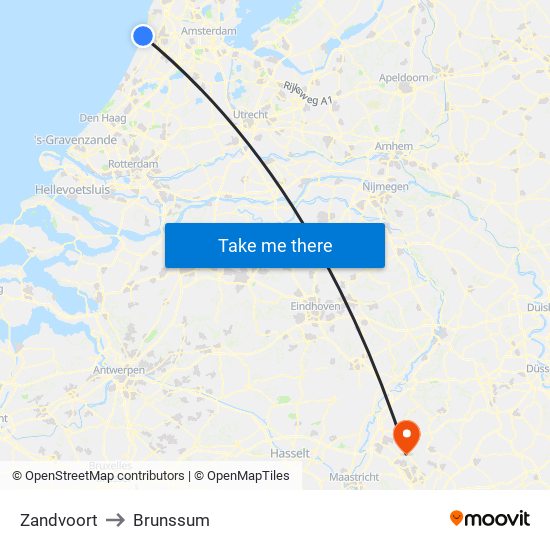 Zandvoort to Brunssum map