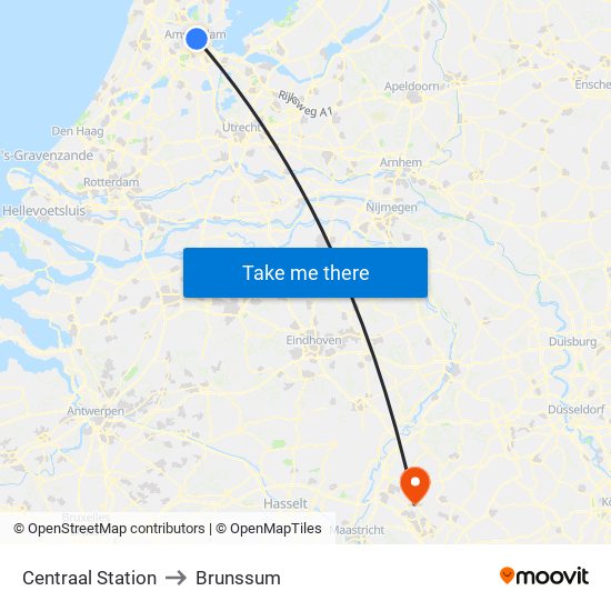 Centraal Station to Brunssum map