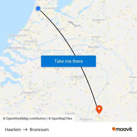 Haarlem to Brunssum map