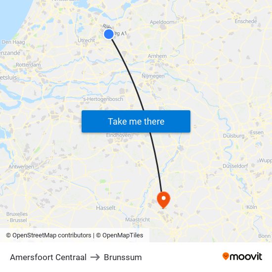 Amersfoort Centraal to Brunssum map