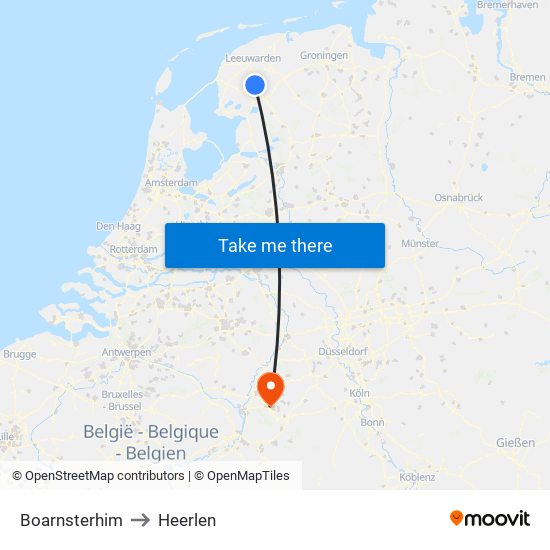 Boarnsterhim to Heerlen map