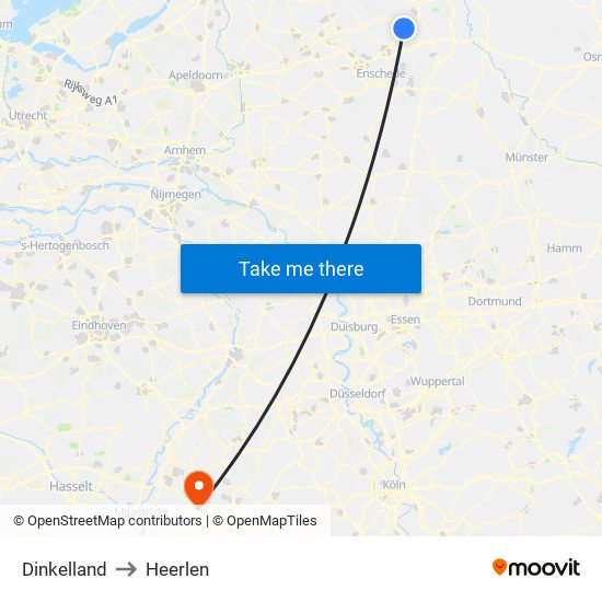 Dinkelland to Heerlen map