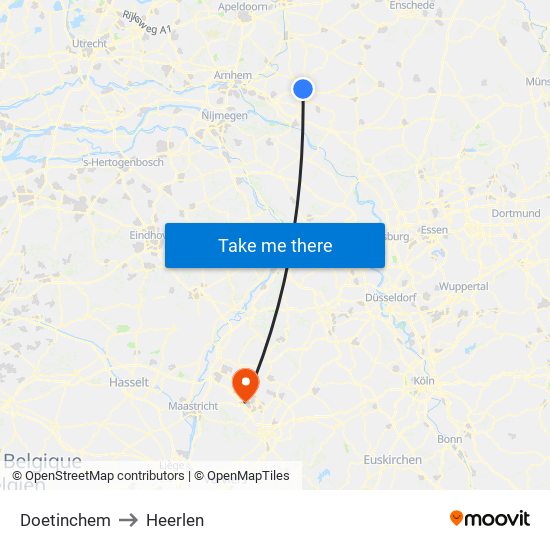 Doetinchem to Heerlen map