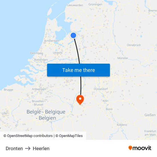 Dronten to Heerlen map