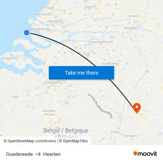 Goedereede to Heerlen map