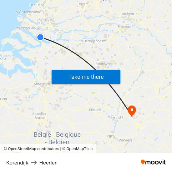 Korendijk to Heerlen map