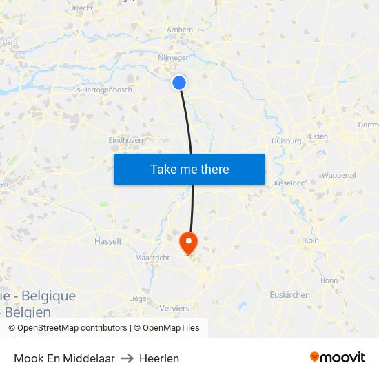 Mook En Middelaar to Heerlen map