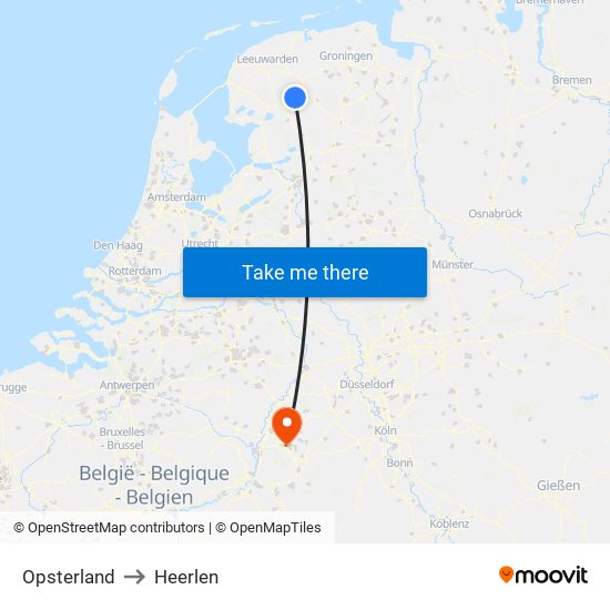 Opsterland to Heerlen map