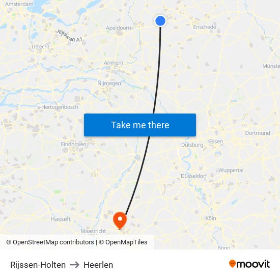 Rijssen-Holten to Heerlen map