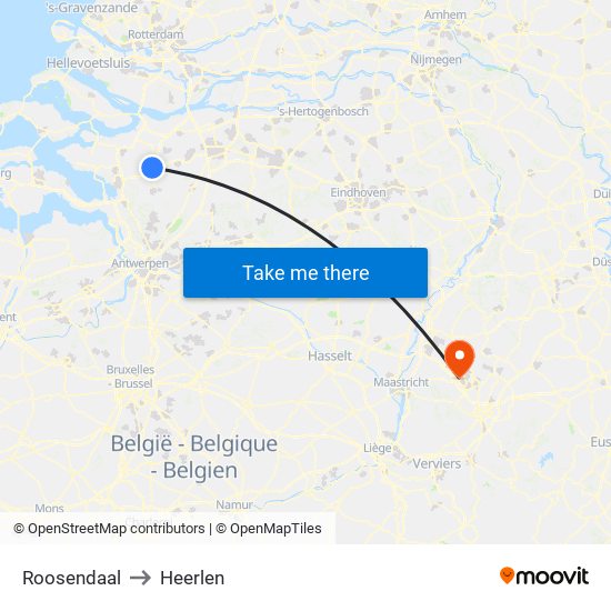 Roosendaal to Heerlen map