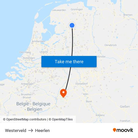 Westerveld to Heerlen map