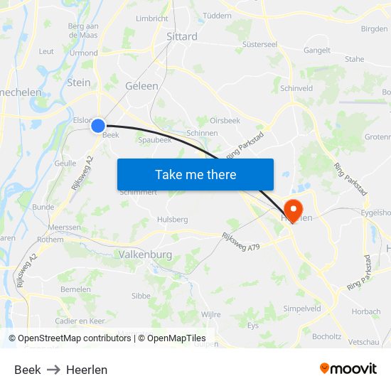 Beek to Heerlen map