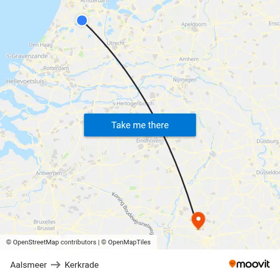 Aalsmeer to Kerkrade map