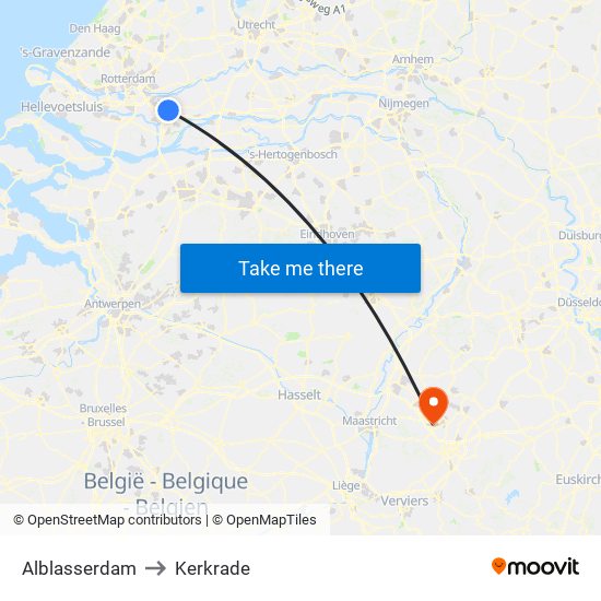 Alblasserdam to Kerkrade map