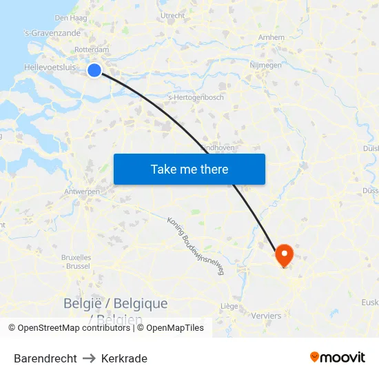 Barendrecht to Kerkrade map