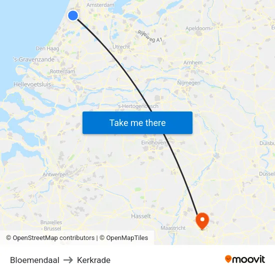 Bloemendaal to Kerkrade map