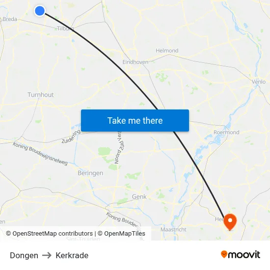 Dongen to Kerkrade map