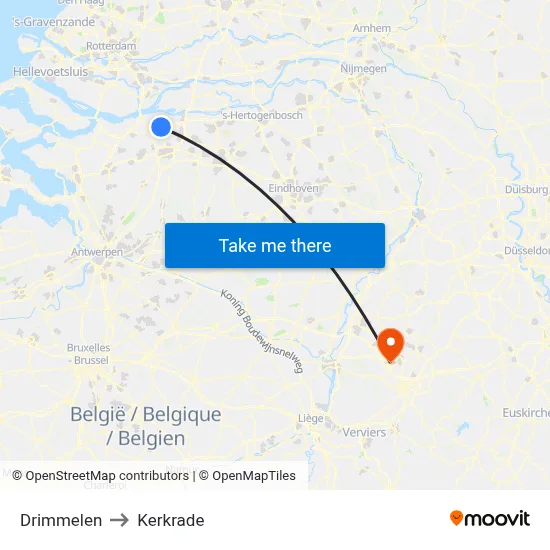 Drimmelen to Kerkrade map
