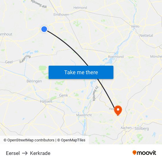 Eersel to Kerkrade map