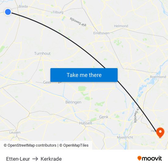 Etten-Leur to Kerkrade map