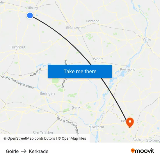 Goirle to Kerkrade map