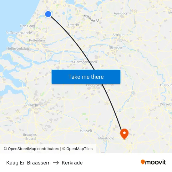 Kaag En Braassem to Kerkrade map