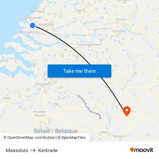 Maassluis to Kerkrade map