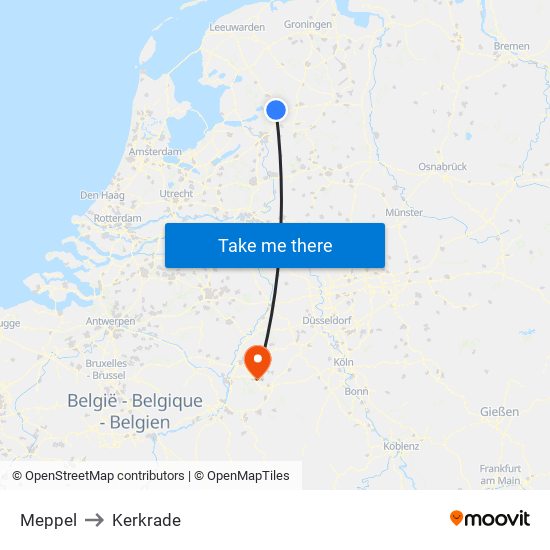 Meppel to Kerkrade map
